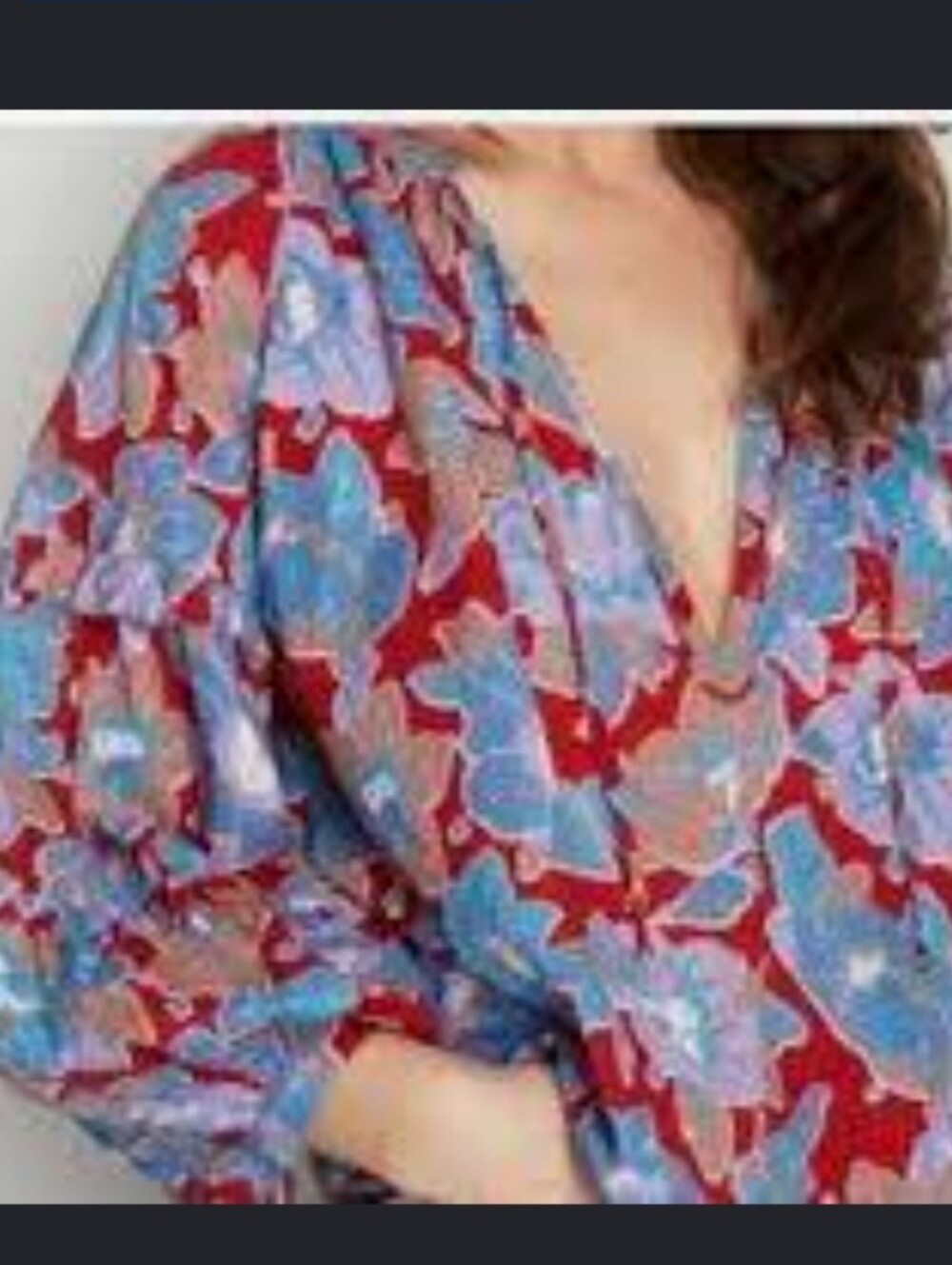 Love the Label Floral Top Blouse Cotton Statement sleeve balloon medium